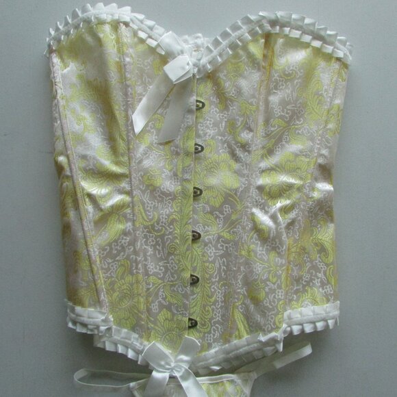 Gold Jacquard Ruffled Corset Set - NEW - Picture 3 of 11